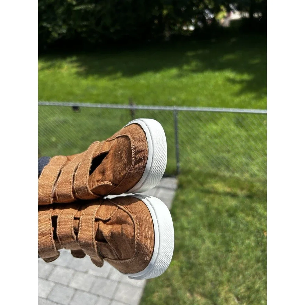 Kids Brown High Top Sneakers Size 11 Hook-and-Loop Straps 1994